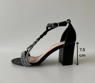 Sandale dama cu toc gros negre GH112 N6-2