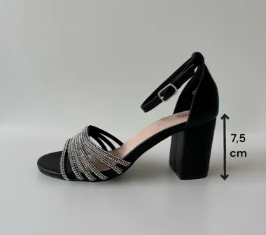 Sandale dama cu toc gros negre GH116 T13-2