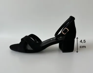 Sandale dama cu toc gros negre piele intoarsa GQ08 T13-2