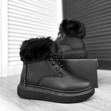 Ghete dama imblanite negre H171 T4-3