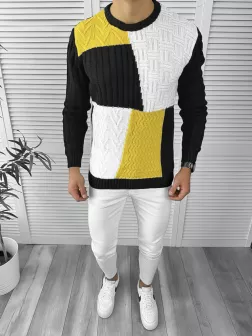 Pulover barbati gros negru slim fit ZR T3611 i7-8 Y13 