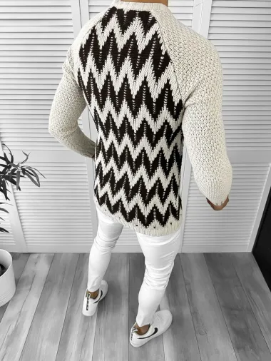 Pulover barbati gros slim fit bej T3613 P20-3.2