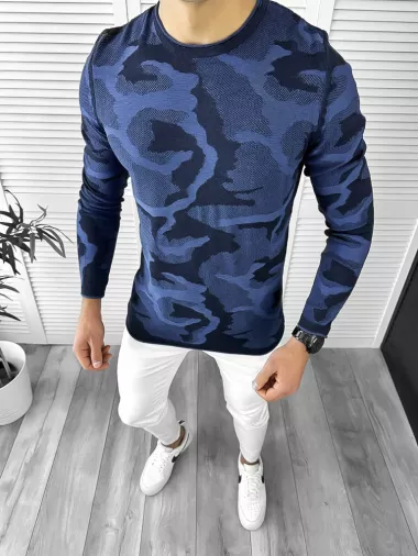 Bluza barbati bleumarin slim fit T3705 i16-3.1