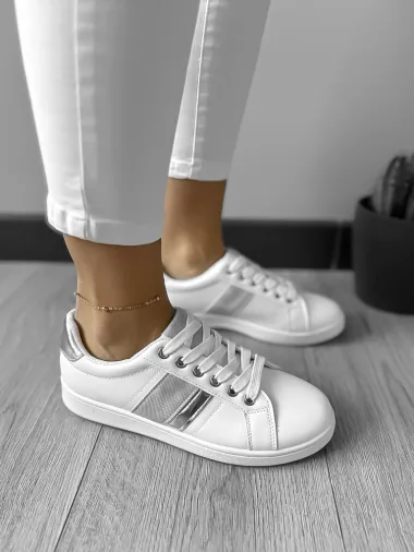 Adidasi dama casual albi cu gri 225 N7-2