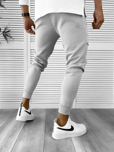Pantaloni de trening gri conici 12259 S7