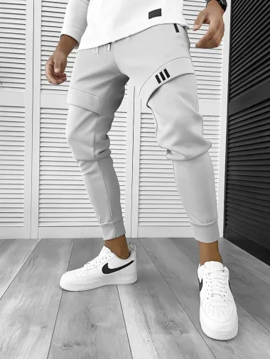 Pantaloni de trening gri conici 12259 S7