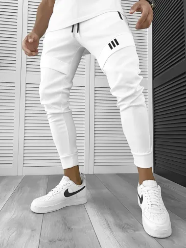 Pantaloni de trening alb conici 12259 D4-4.2