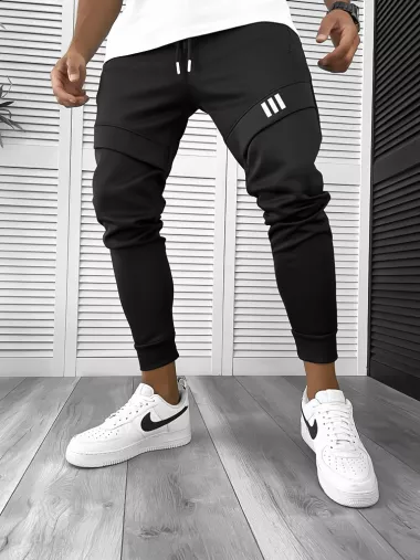 Pantaloni de trening negru conici 12259 113