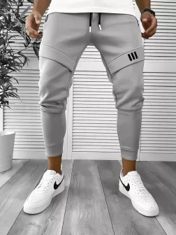 Pantaloni de trening gri inchis conici 12259 S7