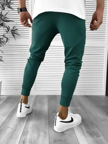 Pantaloni de trening verde inchis conici 12259 P20-4.2