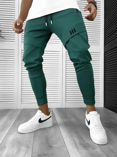 Pantaloni de trening verde inchis conici 12259 P20-4.2