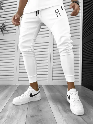 Pantaloni de trening alb conici 12260 P18-2.2