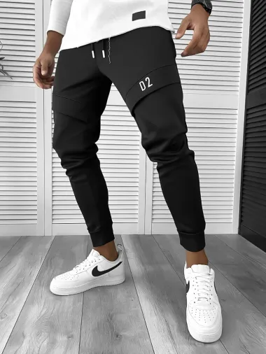 Pantaloni de trening negri conici 12180 P18-3.2