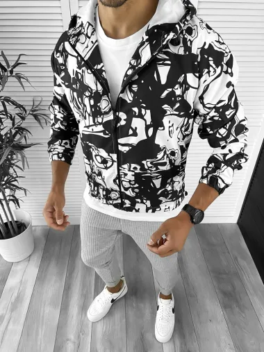 Geaca barbati de toamna cu imprimeu din fas subtire 12274 P20-4.1