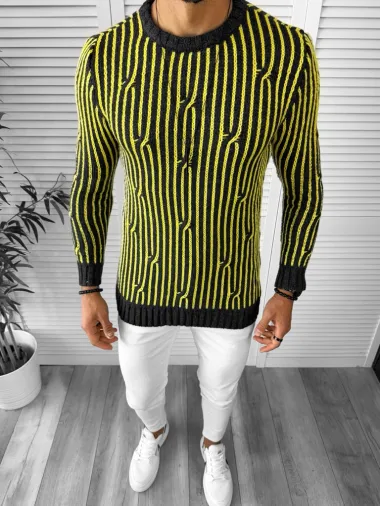 Pulover barbati gros slim fit gri inchis T3575 102-2