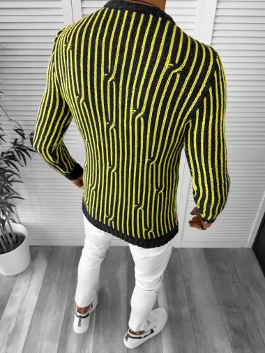 Pulover barbati gros slim fit gri inchis T3575 102-2