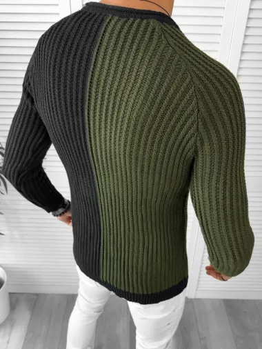 Pulover barbati gros slim fit negru T3578 110-2 