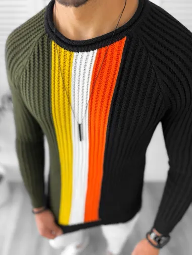 Pulover barbati gros slim fit negru T3578 110-2 