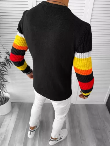 Pulover barbati gros slim fit negru T3588 109 U3-2 / 104-1 E~