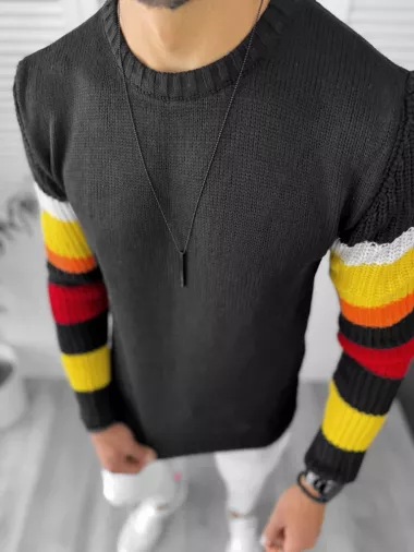 Pulover barbati gros slim fit negru T3588 109 U3-2 / 104-1 E~