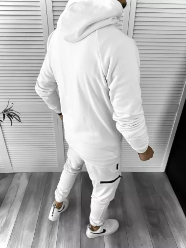Trening barbati slim fit alb Pantaloni + Hanorac + Tricou Y132 X12-1