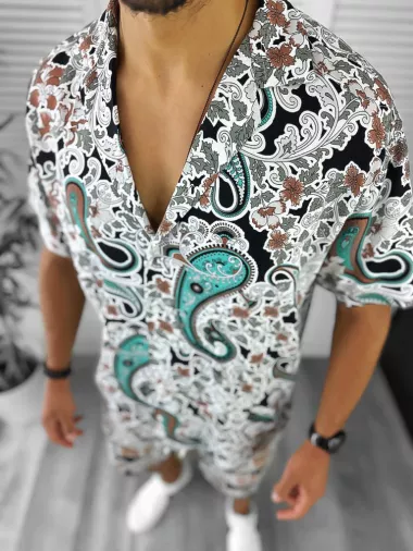 Compleu de vara camasa imprimeu + pantaloni 12838 16-3