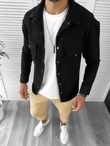 Camasa barbati casual neagra 12911 Y17