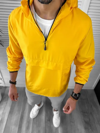 Geaca barbati de toamna din fas subtire mustar B3344