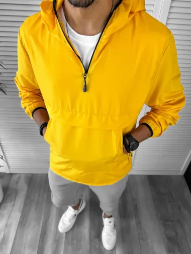 Geaca barbati de toamna din fas subtire mustar B3344