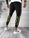 Trening barbati slim fit negru cu galben Pantaloni + Hanorac 12931 I15