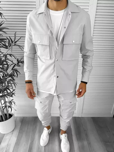 Trening barbati slim fit gri deschis 6049 44-3 