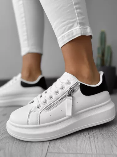 Adidasi dama albi cu negru K05 N10-1