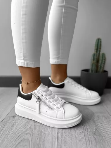 Adidasi dama albi cu negru K05 N10-1