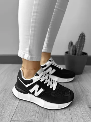 Adidasi dama casual albi cu negru A22