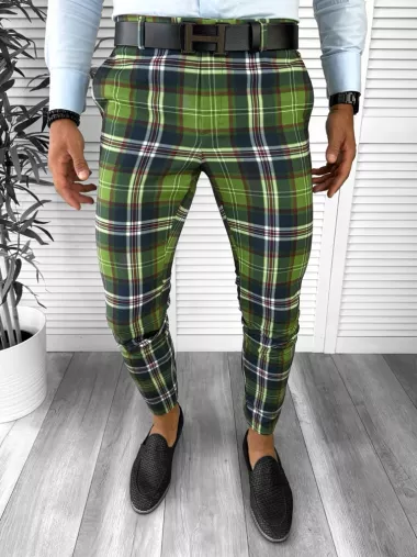 Pantaloni barbati eleganti verzi 12877 O3-6.1