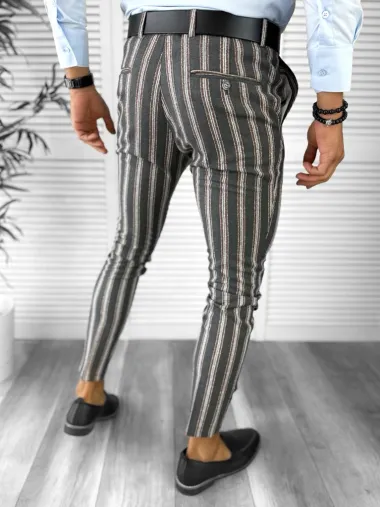Pantaloni barbati eleganti regular fit cu dungi B1547 117-1