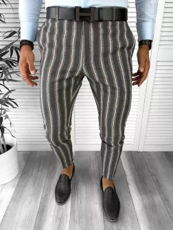 Pantaloni barbati eleganti regular fit cu dungi B1547 117-1