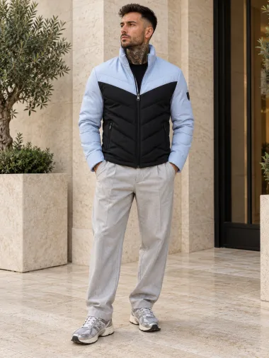 Geaca barbati de iarna neagra cu blue w201