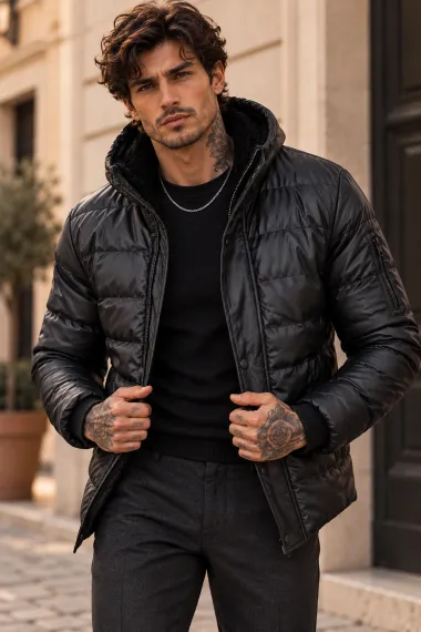 Geaca barbati de iarna, neagra, w203