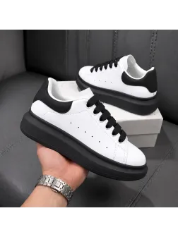 Adidasi dama casual albi cu sireturi negre 6607