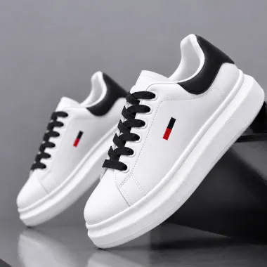 Adidasi dama casual albi cu sireturi negre 6623