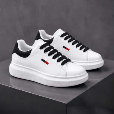 Adidasi dama casual albi cu sireturi negre 6623