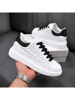 Adidasi dama casual albi cu sireturi negre 6627