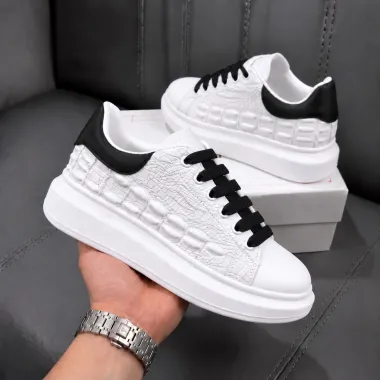Adidasi dama casual albi cu sireturi negre 6627
