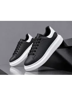 Adidasi barbati casual, negri cu alb k99