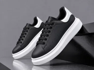 Adidasi barbati casual, negri cu alb k99