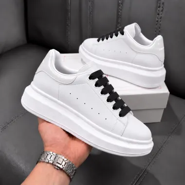 Adidasi barbati casual, albi cu sireturi negre k99