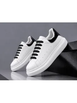 Adidasi barbati casual, albi cu negru k99