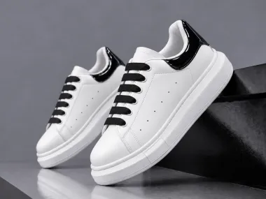 Adidasi barbati casual, albi cu negru k99