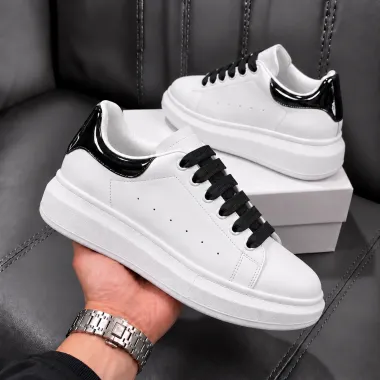 Adidasi barbati casual, albi cu negru k99